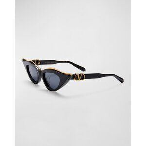 Valentino Garavani V Goldcut II VLS-114A- 49 Titanium Cat-Eye black Sunglasses